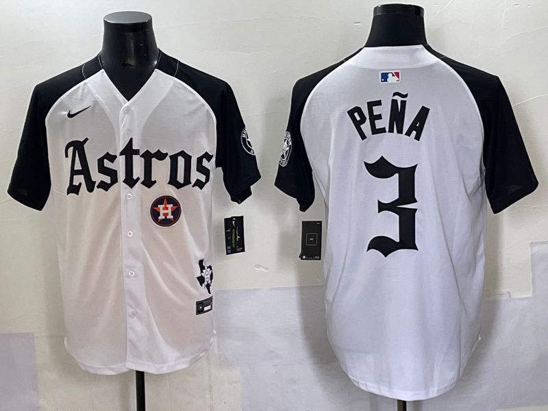 Men 2025 Houston Astros #3 Pena white black Five generations Joint Name Nike MLB Jersey style 10->houston astros->MLB Jersey